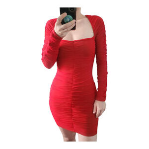 Michael Costello x Revolve Franky Mini‎ Dress In Red XS Bodycon Y2K Party Retro